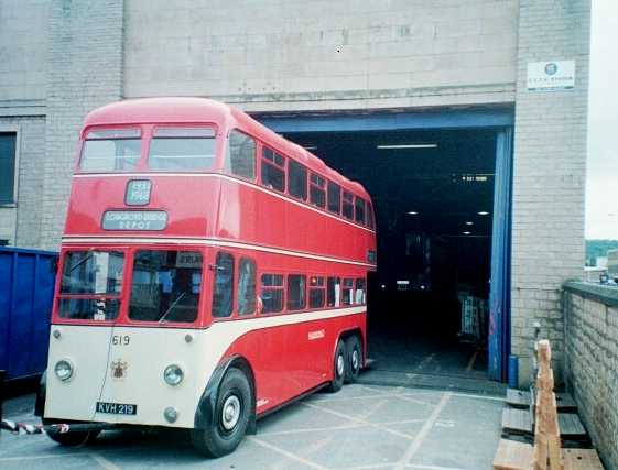 Huddersfield Trolleybus 619 at Longroyd Bridge Depot